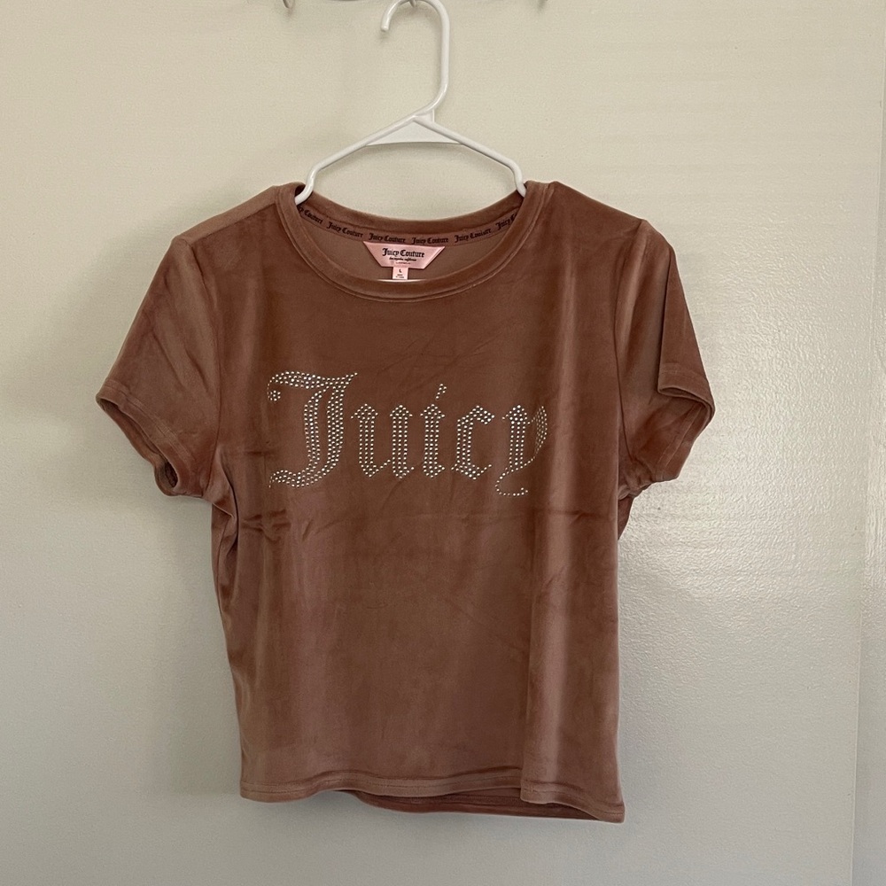 Juicy Couture Brown Velvet Crop Top with Rhinestone Logo